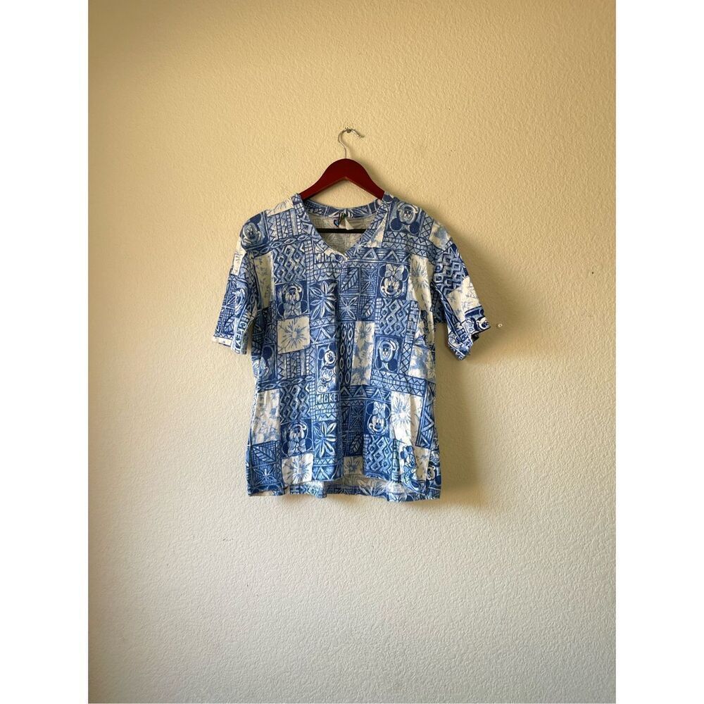 VTG Mickey Unlimited Hawaiian‎ theme Mickey and Minnie v neck size small